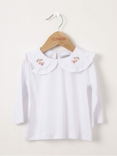 REMERA CUELLO BORDADO FRUTOS SILVESTRES (8332BL)