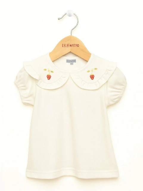 REMERA BEBA CUELLO BORDADO FRUTILLA
