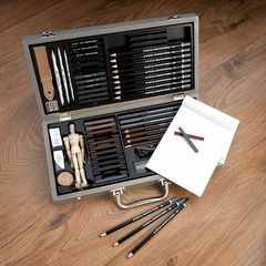 Set de Sketching caja de madera de 58 piezas para dibujar - comprar online