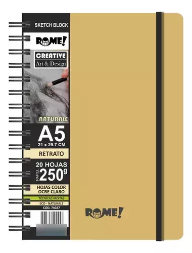 Cuaderno Rome Sketch Block Eco Naturale A5 20H Ocre Claro 250Grs - comprar online