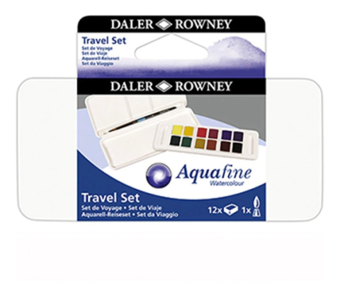 Acuarela Aquafine en Bandeja 12 colores Travel Set