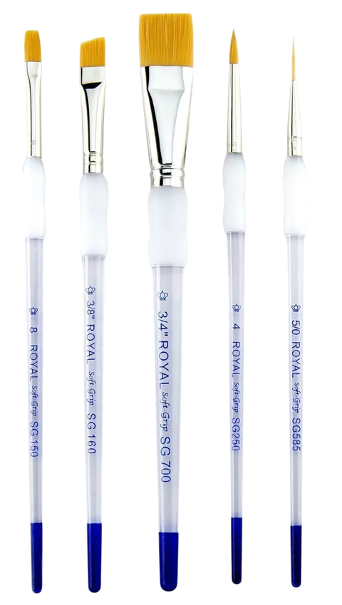 Pinceles Royal Langnickel Gold Taklon con Grip x 5 SG302 - comprar online