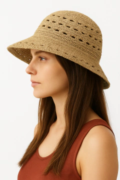 CLOCHE HIBISCUS RAFIA NATURAL - Compania de Sombreros