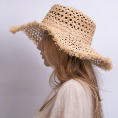 Sombrero Canotier Penelope Rafia Calado - comprar online