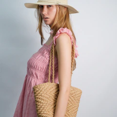 CARTERA CORAL SIMIL RAFIA - tienda online