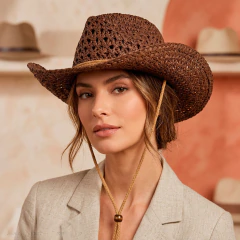 Sombrero Cowboy Rafia Aron Tostado - comprar online