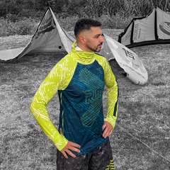 Rashguard ProtUV Ninja Loop (Petrleo/Lima) - Rook Sport Wear