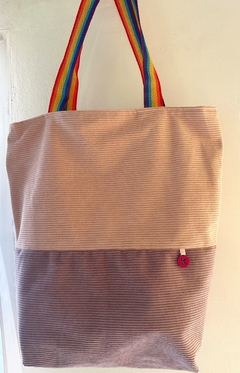 Tote xl corderoy rosa y lavanda