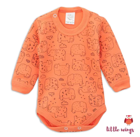 Body manga larga - Elefantes naranja