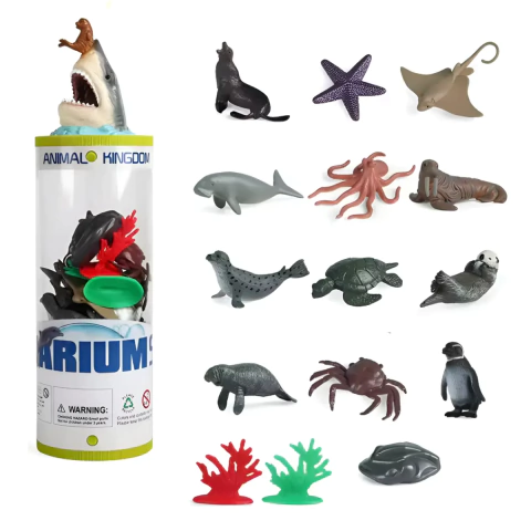 12 Animales Del Mar Mini En Tubo Con Accesorios