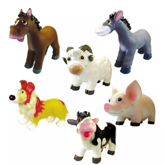 Pack X 6 Animales De La Granja Caricatura De Goma Mini