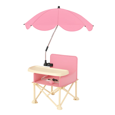 SILLA PLEGABLE CON BANDEJA Y SOMBRILLA Desmontable- ROSA - comprar online