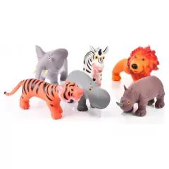 Pack X 6 Animales De La Selva Caricatura De Goma Mini