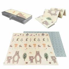 Alfombra Antigolpes Reversible Plegable Osos Fondo Gris