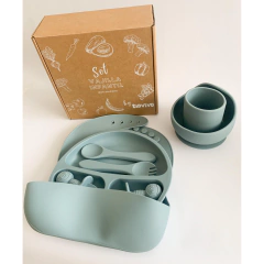 Set de alimentación bebé ( 100% silicona)- Azul Pastel - comprar online