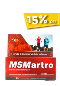 MSMARTRO (30 COMP.) - METIL SULFONIL METANO - DISMINUYE EL DOLOR ARTICULAR