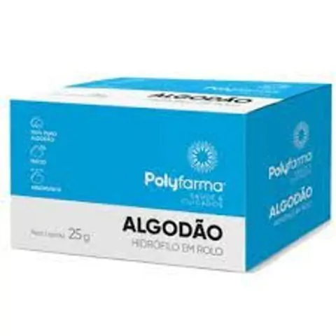 Algodão hidrófilo em rolo Polyfarma 025g