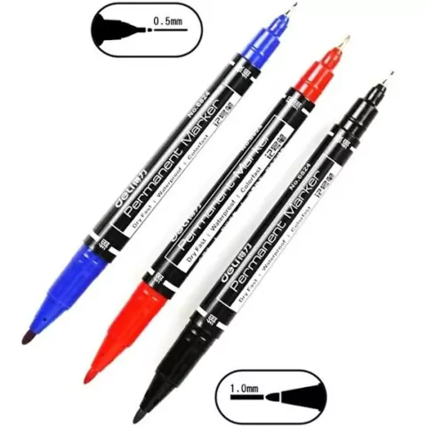 Caneta permanente 2 pontas ( DELI )