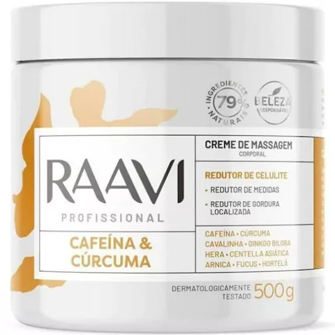 CREME CAFEÍNA E CURCUMÃ 500G - RAAVI