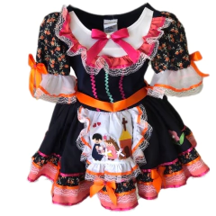 Vestido Junino Floral Azul - Tamanho 4