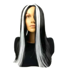 Peruca Morticia mecha branca