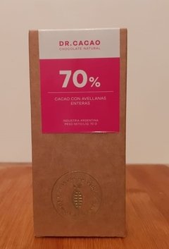 Cacao al 70% con Avellanas enteras y Azúcar Orgánico x 80 Gr. Dr. Cacao