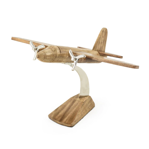 AEROPLANO CON BASE DE MADERA Y