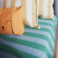 Acolchado rayado verde y celeste - comprar online