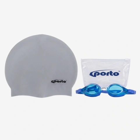 Kit Natación SPORTO: Antiparras TONGA + Gorro Silicona
