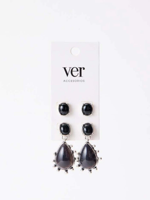 AROS PACK X2 PIEDRAS BLACK (78557)