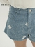 SHORT DENIM CON LENTEJUELAS Y FLORES (4630101) - comprar online