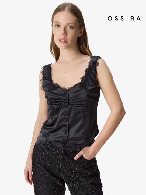 TOP DE SATEN C/BOTONES Y PUNTILLA (4910401)