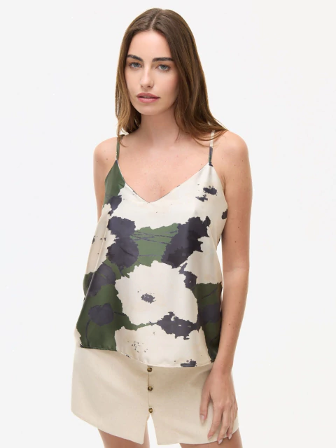 TOP DE SATEN ESTAMPADO ESCOTE V (4810433)