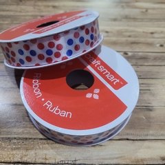 CINTA DE RASO DECORADA-LUNARES ROJO Y AZUL - CRAFT SMART-i