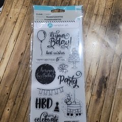 SELLOS DE SILICONA - PARTY - BIRTHDAY- CLEAR STAMP ( x 15 pzas)