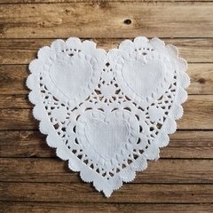 BLONDAS DE PAPEL CORAZON - 10 CM -BLANCO ANTIGUO - IMPORTADAS