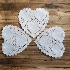 BLONDAS DE PAPEL CORAZON - 10 CM -BLANCO ANTIGUO - IMPORTADAS en internet