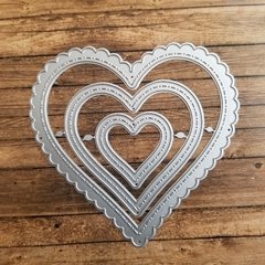 DIE / TROQUEL - SET DE CORAZONES CON ONDA Y PESPUNTE -X3 MEDIDAS