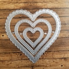 DIE / TROQUEL - SET DE CORAZONES CON ONDA Y PESPUNTE -X3 MEDIDAS - comprar online