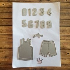 DIE / TROQUEL - CAMISETA Y SHORT DE BASQUET CON NUMEROS Y LOGO -