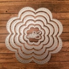 DIE / TROQUEL - SET DE BLONDA FLOR 8 PETALOS Y PALABRA STAR (6 pzas)
