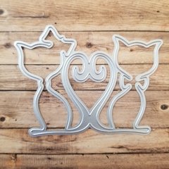 DIE / TROQUEL - PAREJA DE GATITOS CON CORAZON -
