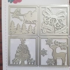 DIE / TROQUEL - CUADRADOS CON IMAGENES NAVIDAD X4 Un.