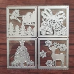DIE / TROQUEL - CUADRADOS CON IMAGENES NAVIDAD X4 Un.