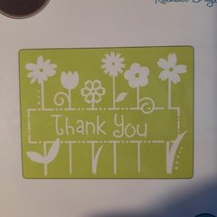 Carpeta de embossing - MODELO THANK YOU CON FLORES - 12 cm x15 cm SIZZIX