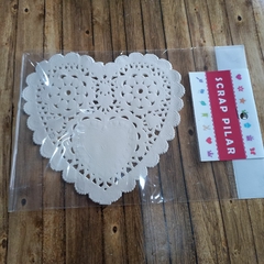 BLONDAS DE PAPEL CORAZON 12,5 CM -( x 10 unid) BLANCO ANTIGUO - IMPORTADAS - comprar online