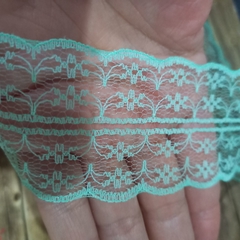 PUNTILLA DE NYLON TIPO ENCAJE VERDE AGUA - 4,8 CM DE ANCHO X 4 MTS