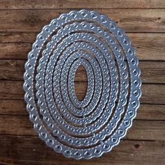 DIE / TROQUEL - SET OVALO CON ONDAS CON BORDE DECORADO X 6 TAMAÑOS DIF.-