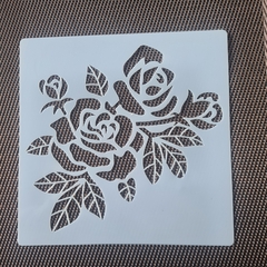 Stencil Plantilla Decorativa - MODELO ROSAS CON HOJAS - - comprar online