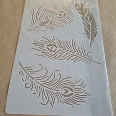 Stencil Plantilla Grande- MODELO PLUMAS LABRADAS -